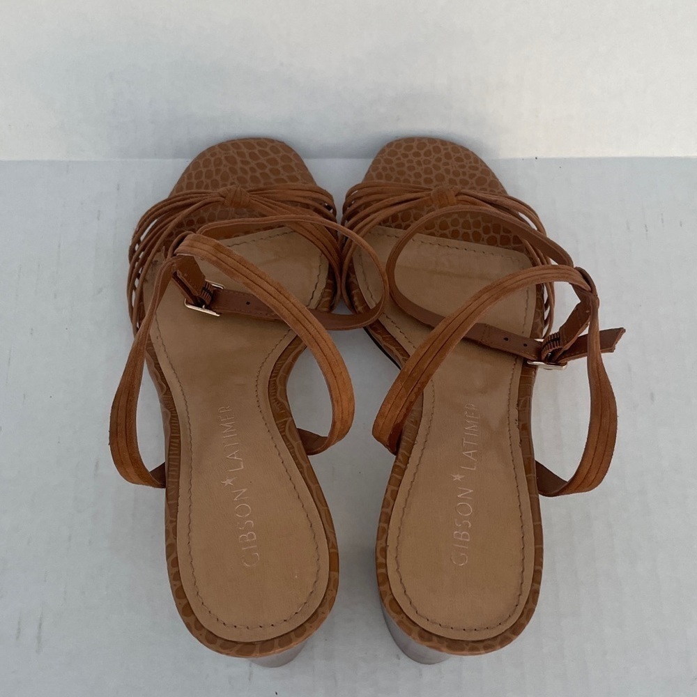 GIBSON LATIMER CORDELIA BROWN SHEEP LEATHER SANDALS SIZE 8 - Picture 8 of 15